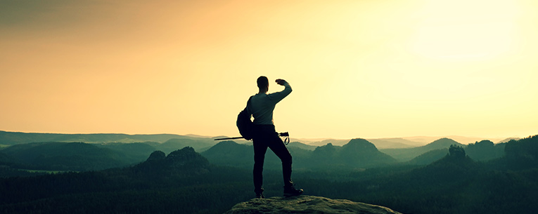 Allianz - hiker on a mountain