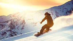 Snowboarding at Sunset