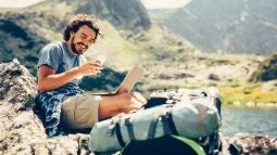 traveler with smartphone