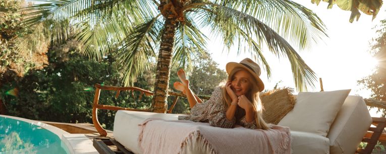 Allianz - woman by the pool